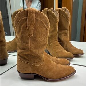Tecovas Tan Suede Cowboy Boots